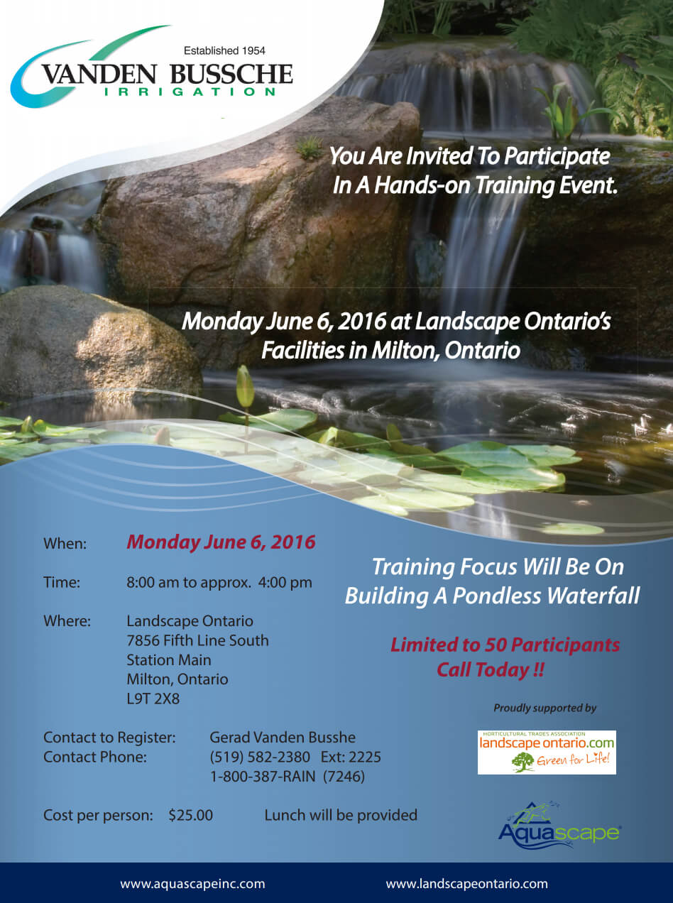 Pondless waterfall seminar flyer