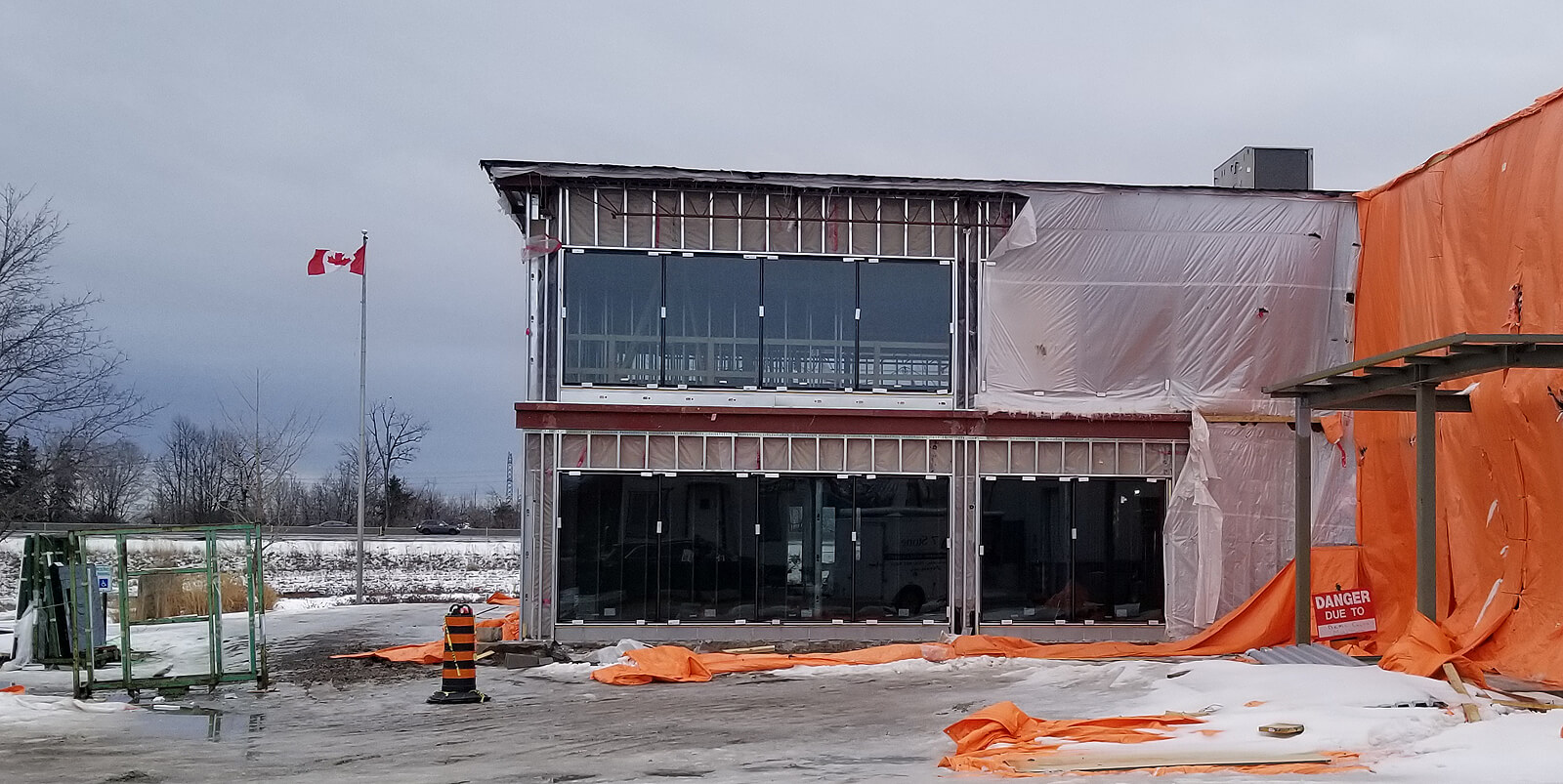 building construction with new windows