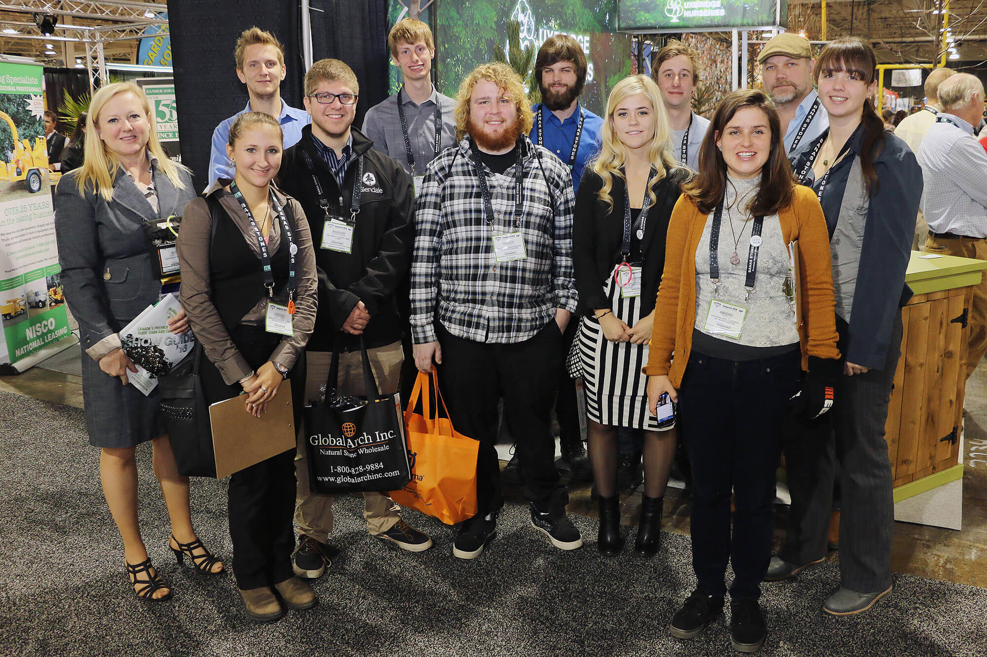 class of students at a trade show