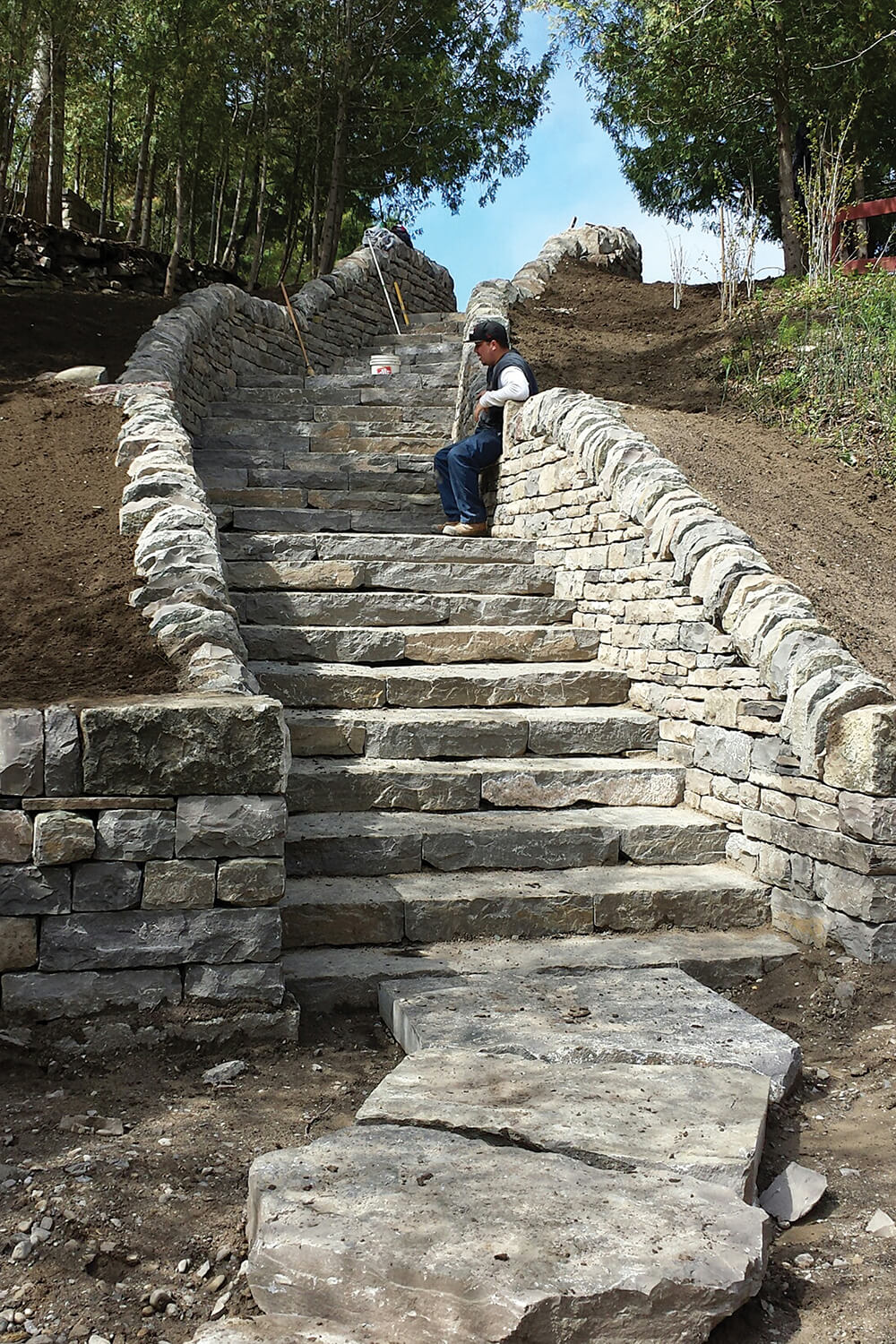 dry stone staircase and sidewalls