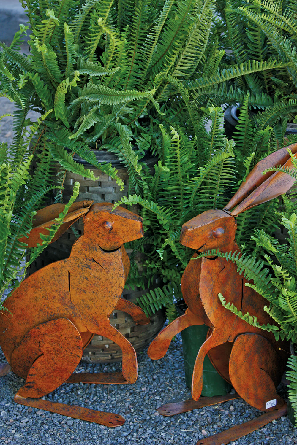 a fern and bunny ornaments