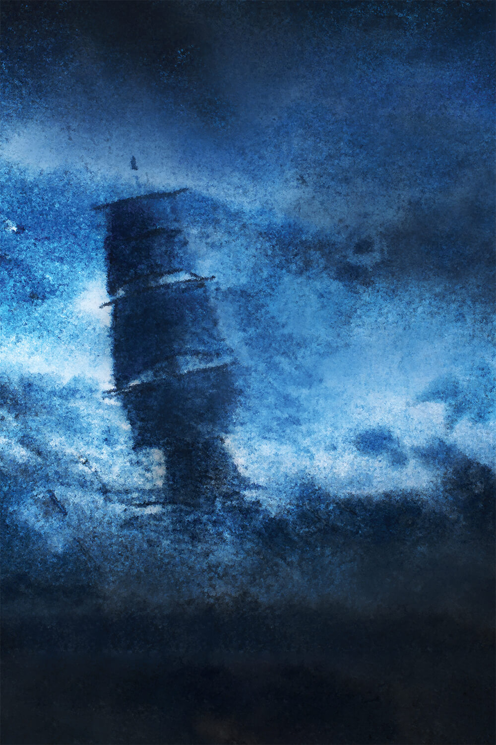 illustration of a ship in a stormy sea